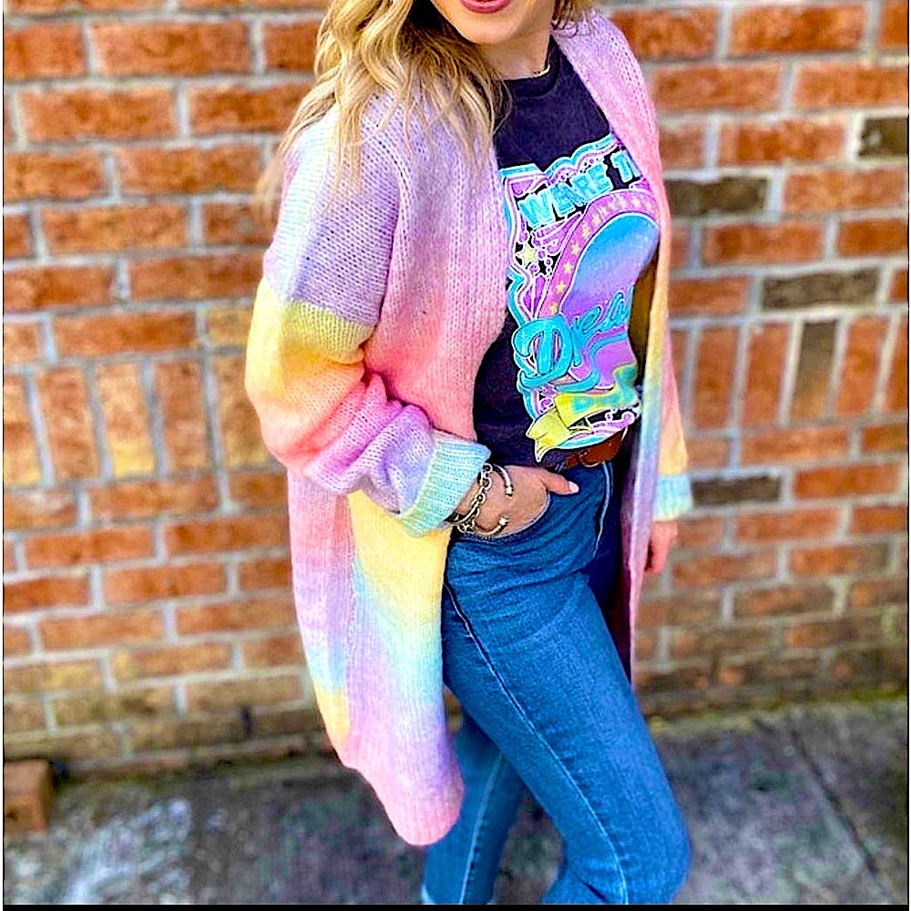 🆕🌿💜MACARON: RAINBOW Rainbow Cardigan MEDIUM